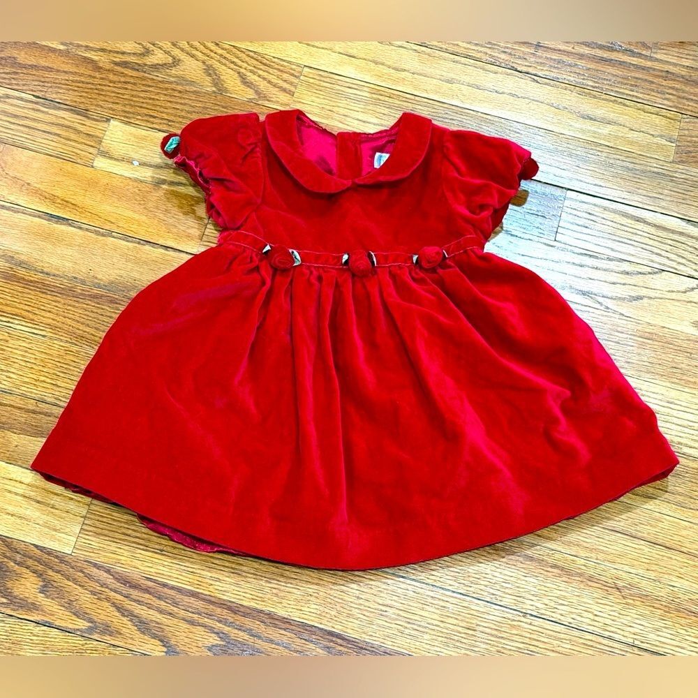 Children’s Place Red Velvet Baby Girls Short Sleeve Dress size 12 months Holiday